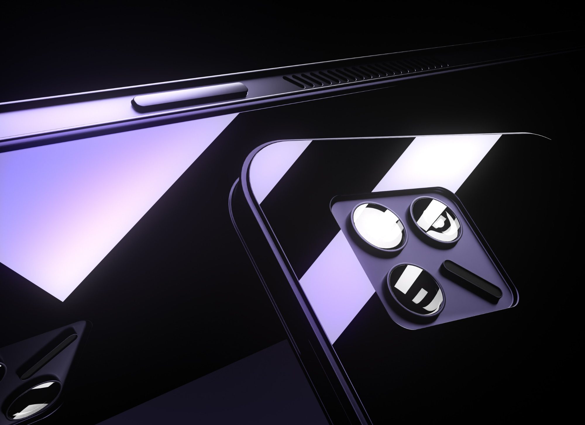 Nahaufnahme eines modernen Smartphones mit Kamera und reflektierender Oberfläche. 3D Agentur Render.